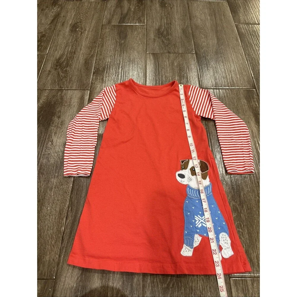 Girls Size 6 Long Sleeve Dress with Dog‎ 100 Cotton Terrier Dog Puppy Cute EUC